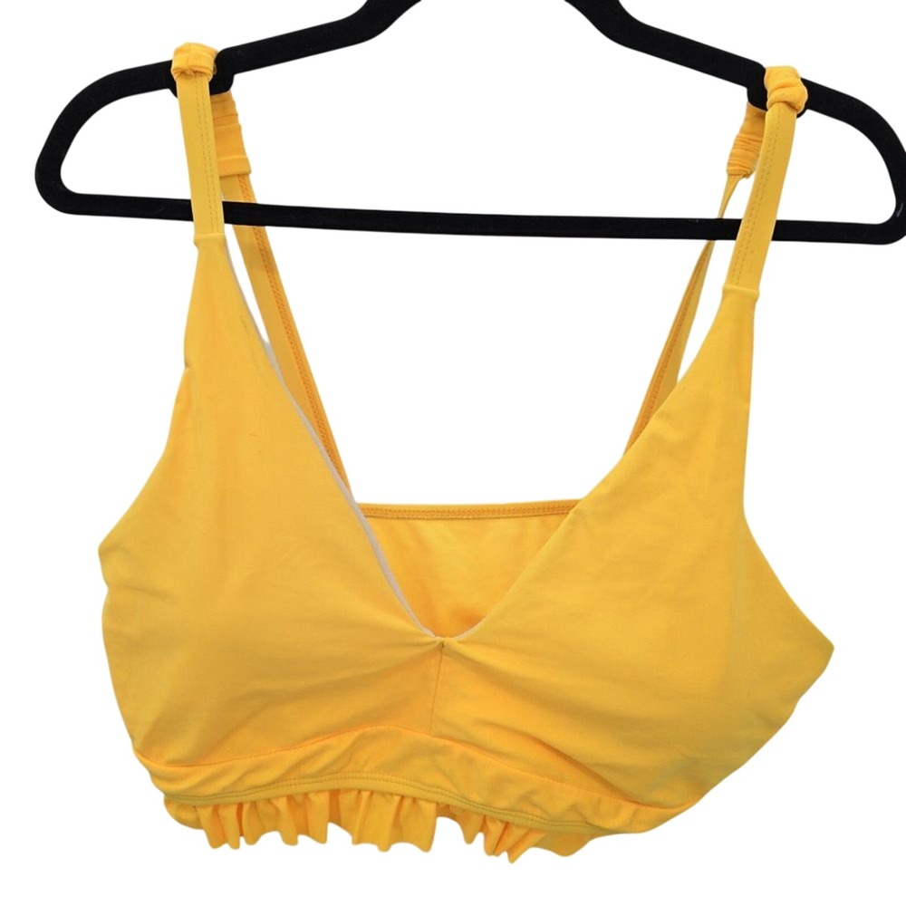 Y2K Ruffle Resort Coquette Party Vacation Yellow Bra Bikini Top Swim 1XL